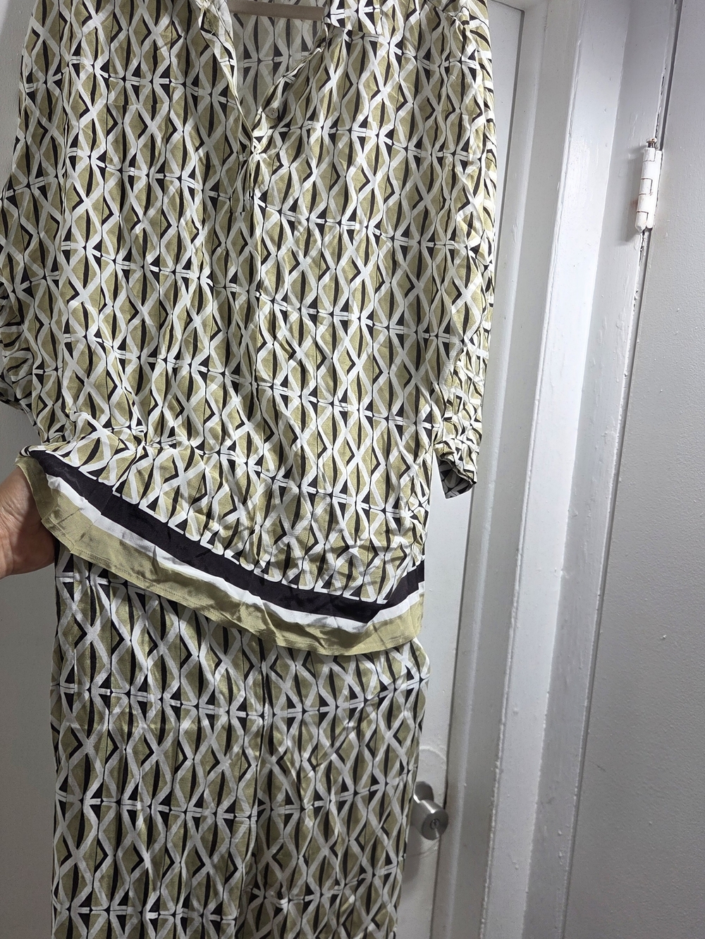Geometric Print Olive & White Women's Skirt